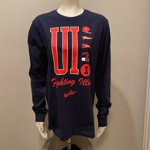 Nike University of Illinois Fighting Illini Graphic Long Sleeve Cotton T-Shirt L